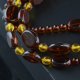Olive round amber beads necklace